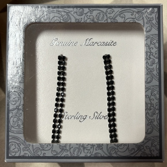 New genuine marcasite & sterling silver dangling earrings - Picture 6 of 7